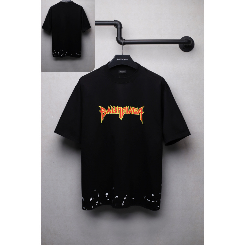 25ssクロスボーダー高品質タワーテーププリントレタードダメージ半袖Tシャツゆったり万能ワンピース卸売|undefined