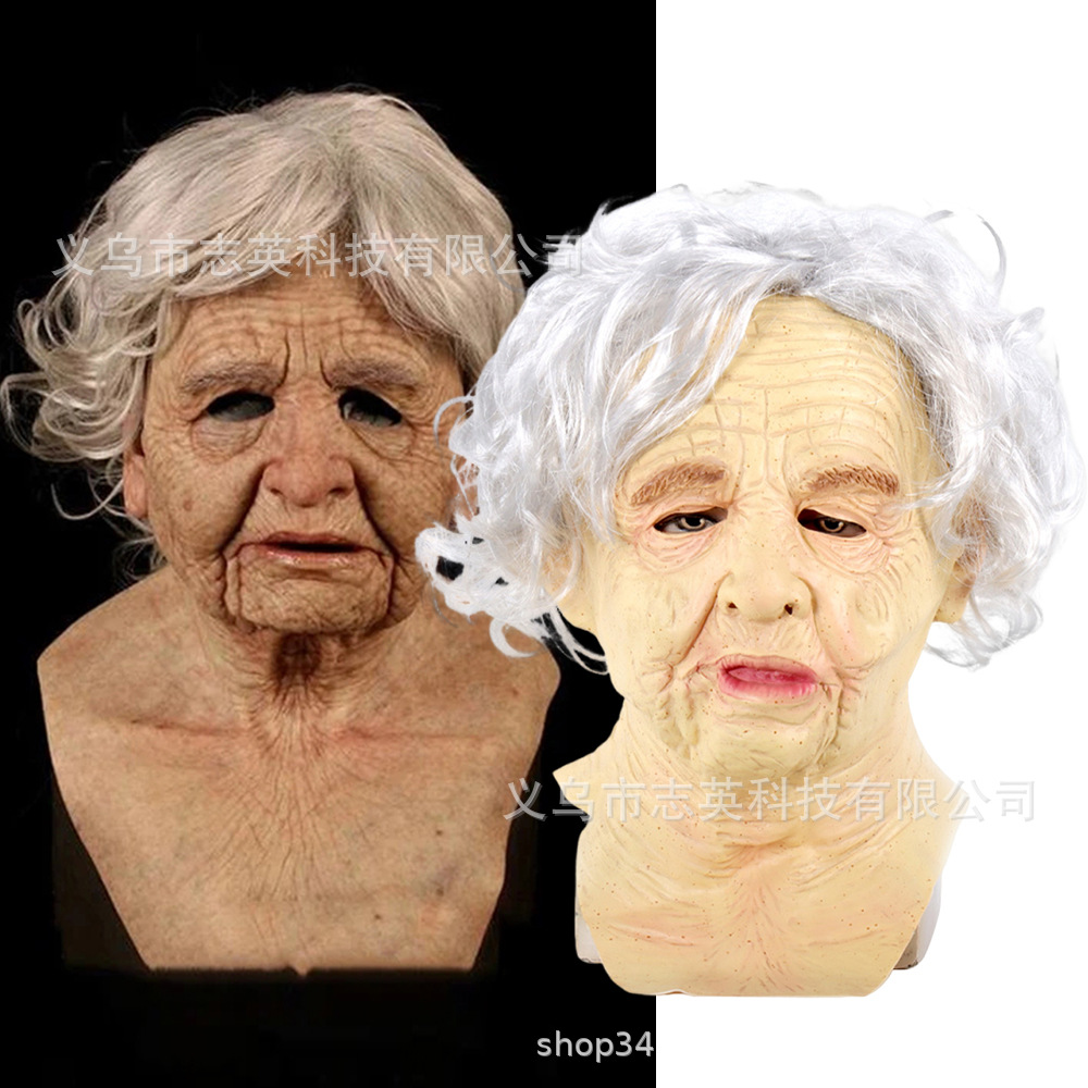 Amazon transfronteriza Venta caliente abuela sombrero carácter máscara abuelo Calvo guapo chica Halloween periférica