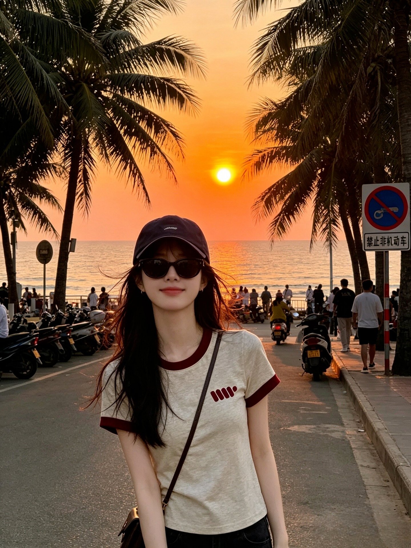 Áo thun nữ cổ tròn tay ngắn phối màu vai xuôi, in họa tiết trẻ trung — Màu ảnh chi tiết 5