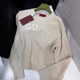 G高版软糯糯毛衣女早春新款针织衫加厚宽松字母logo名媛百搭上衣