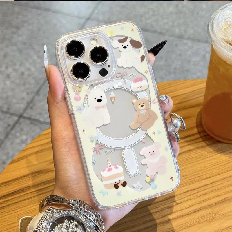 Cake Animal Suitable for Apple 16Pro Mobile Phone Case Iphone15 Protective Cover 14Pro Magnetic Suction 13 New Style Cake Animal Suitable for Apple 16Pro Mobile Phone Case Iphone15 Protective Cover 14Pro Magnetic Suction 13 New Style