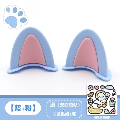Ears Accessories Scooter Stereo | Motosiklet dəbilqələri - cat-ears-blue-pink-come-with-4-pieces-of-base-glue-cartoon-stickers