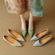 可搭旗袍新中式国风尖头猫跟气质高跟鞋2024春季牛皮韩版时尚单鞋