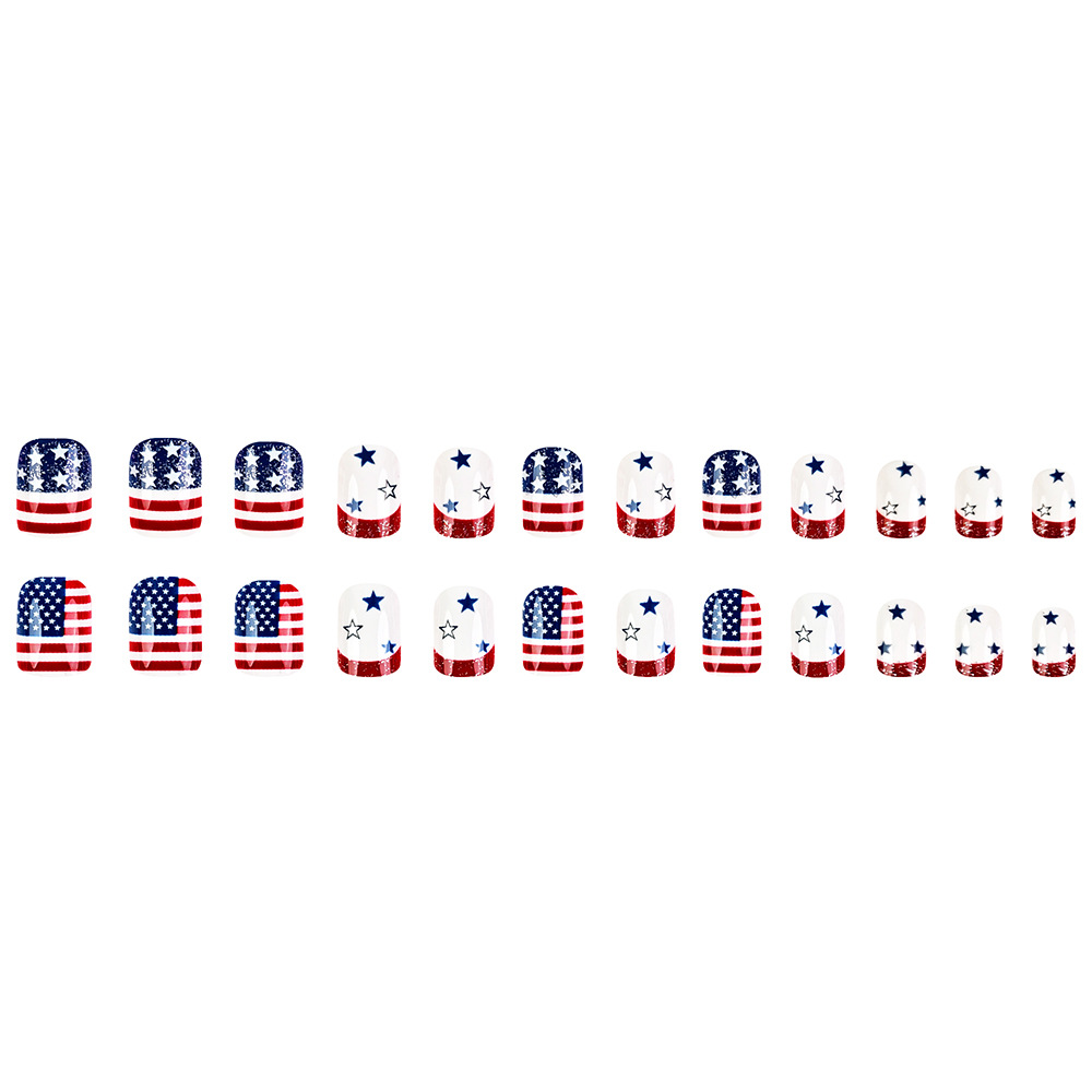 Día de la Independencia de Europa y los Estados Unidos Bandera rayada de manicuras de estilo francés parche de uñas de vacaciones lote mixto image 6