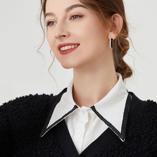 Women's Fashionable Pointed Collar for Autumn/Winter, Versatile and Stylish, Tartan Collar for Women, Long-Sleeved Shirt Collar for Spring/Summer