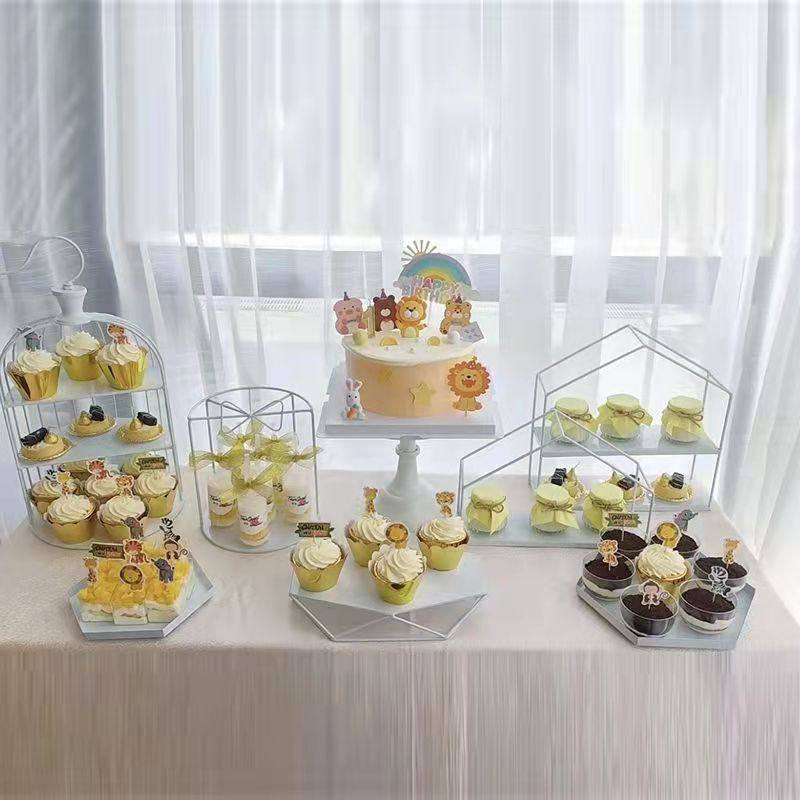 Estilo europeo blanco postre Mesa decoración pastel de boda bandeja soporte de exhibición té de la tarde Merienda stand comida fría té mesa de descanso image 26