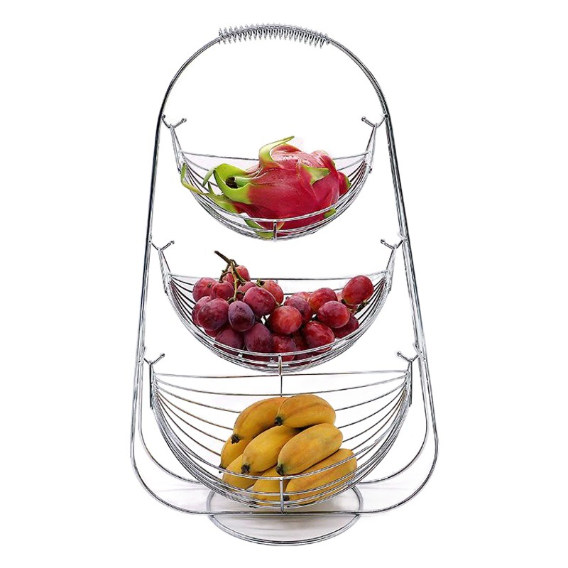 Cesta de frutas de tres niveles de alambre creativo, hierro forjado, balanceante, multifunción