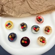 彩色植绒圆形树脂扣创意手工设计扣毛衣开衫棉服外套服装配饰纽扣