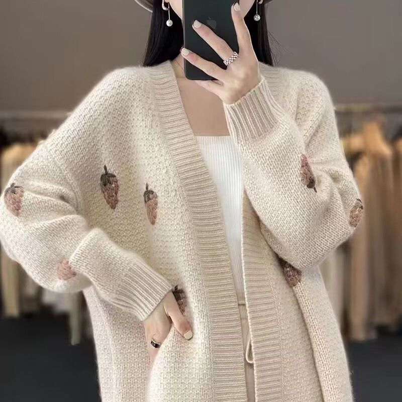 Cardigan Coat Women's Outer Jacket Autumn New 2024 Korean-style All-match Loose Slimming Western-style Buckle-free Sweater
