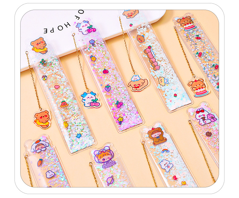 Fashion Cute Multifunctional Learning Pendant Bookmark Painting Ruler 15cm display picture 4