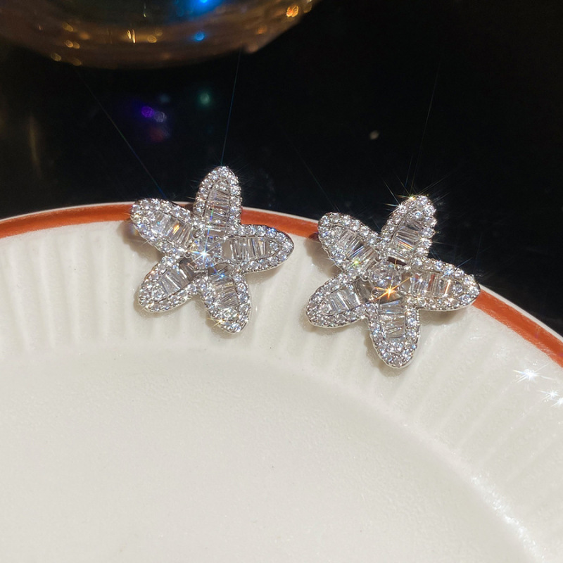 银针欧美超闪锆石树叶流苏耳环轻奢高级感耳钉气质耳饰设计感小众|undefined