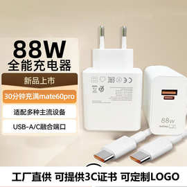 欧规88W超级快充适用于华为Mate60充电器头66W闪充USB-A/C双插口