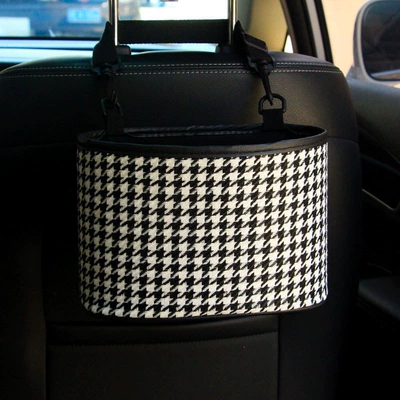 Car storage bag/box back hanging bag, houndstooth - houndstooth-pattern-storage-bucket
