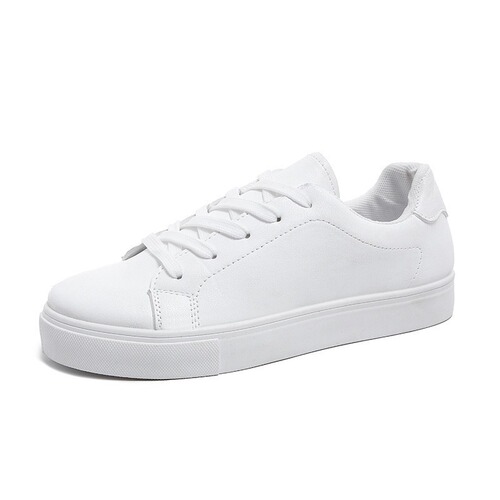White canvas shoes, spring and summer laced student shoes, soft soles, running shoes, flat, anti-slip women's shoes