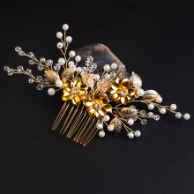 欧美新娘手工金色发梳皇冠头饰婚礼发插配饰结婚饰品新娘盘发发饰