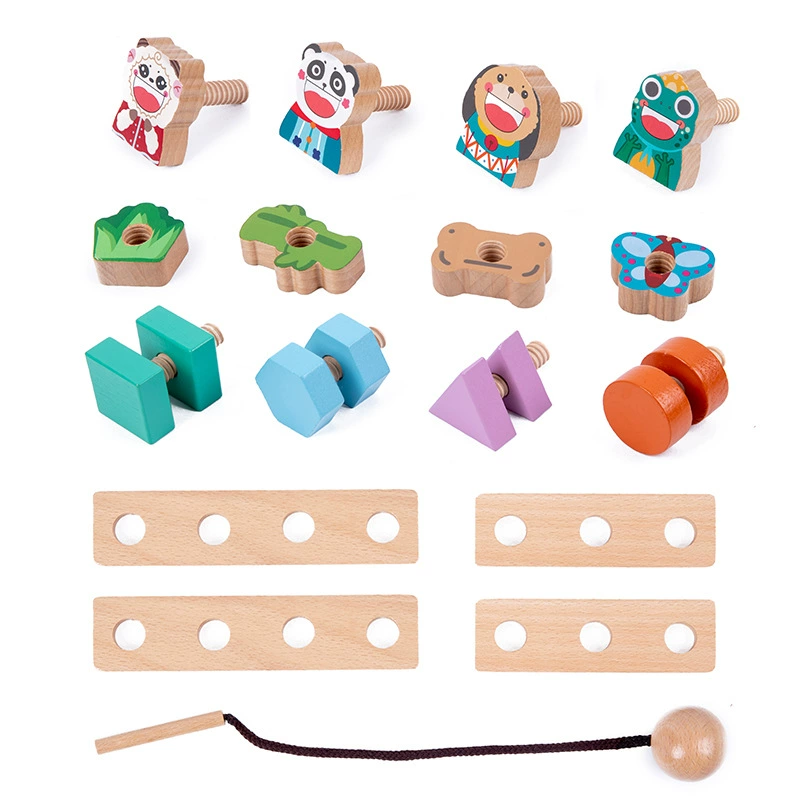 Wooden constructor, screw, toy for kindergarten, wholesale, 0-6 years