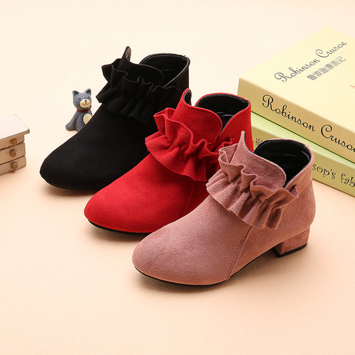 Girls' shoes winter 2024 new versatile Korean children's boots spring and autumn Martin boots short boots high heels British style
