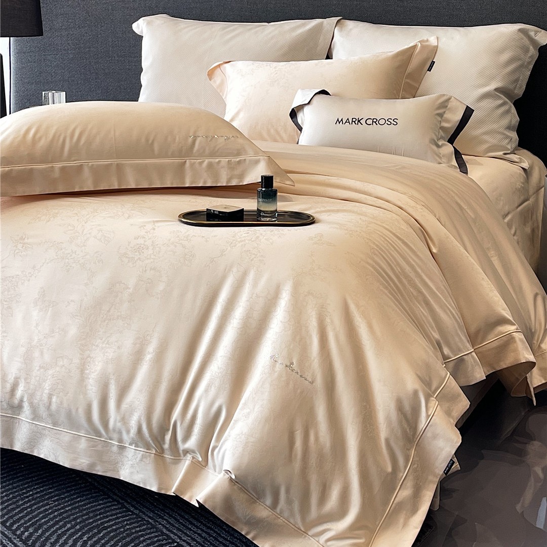 French Style Elegant Elegant Dark Jacquard Gold Cotton Bedding Bedding High-grade Pure Cotton Long-staple Cotton Four-piece Home Textile