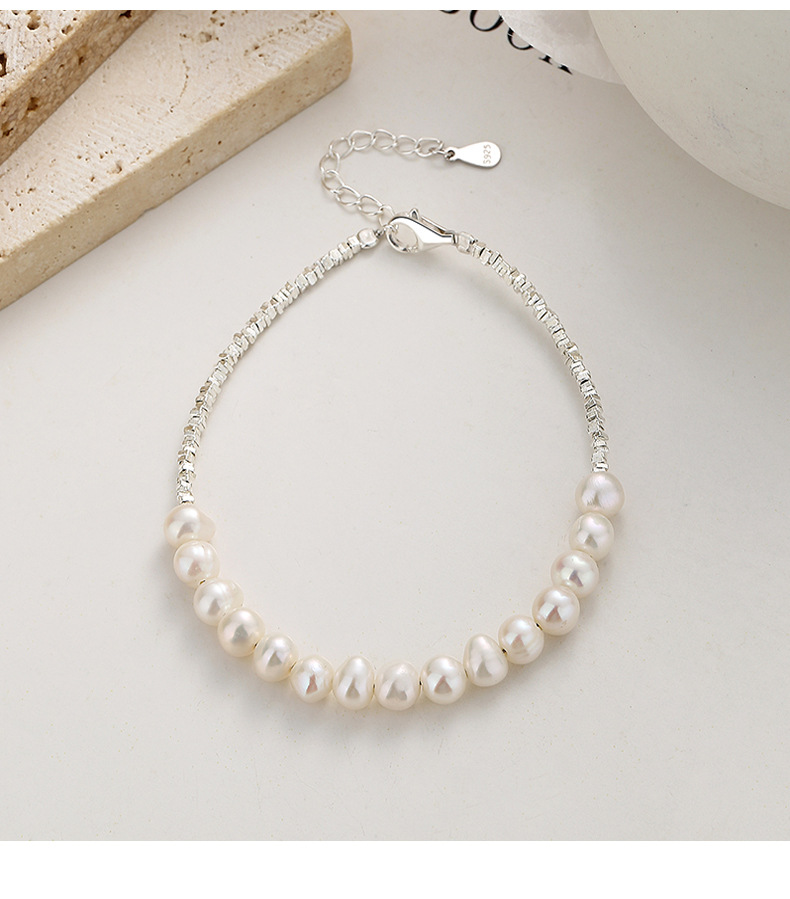 Lady Pearl Sterling Silver Beaded Plating Bracelets display picture 1