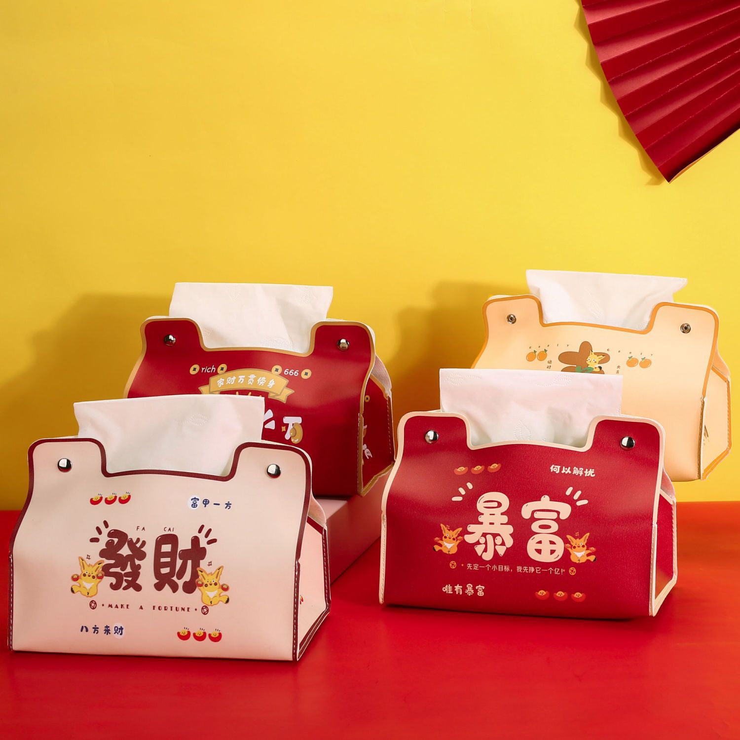 Año nuevo lindo nacional moda caja de pañuelos hogar de alta apariencia caja de pañuelos impermeable dormitorio coche sala de estar caja de pañuelos universal