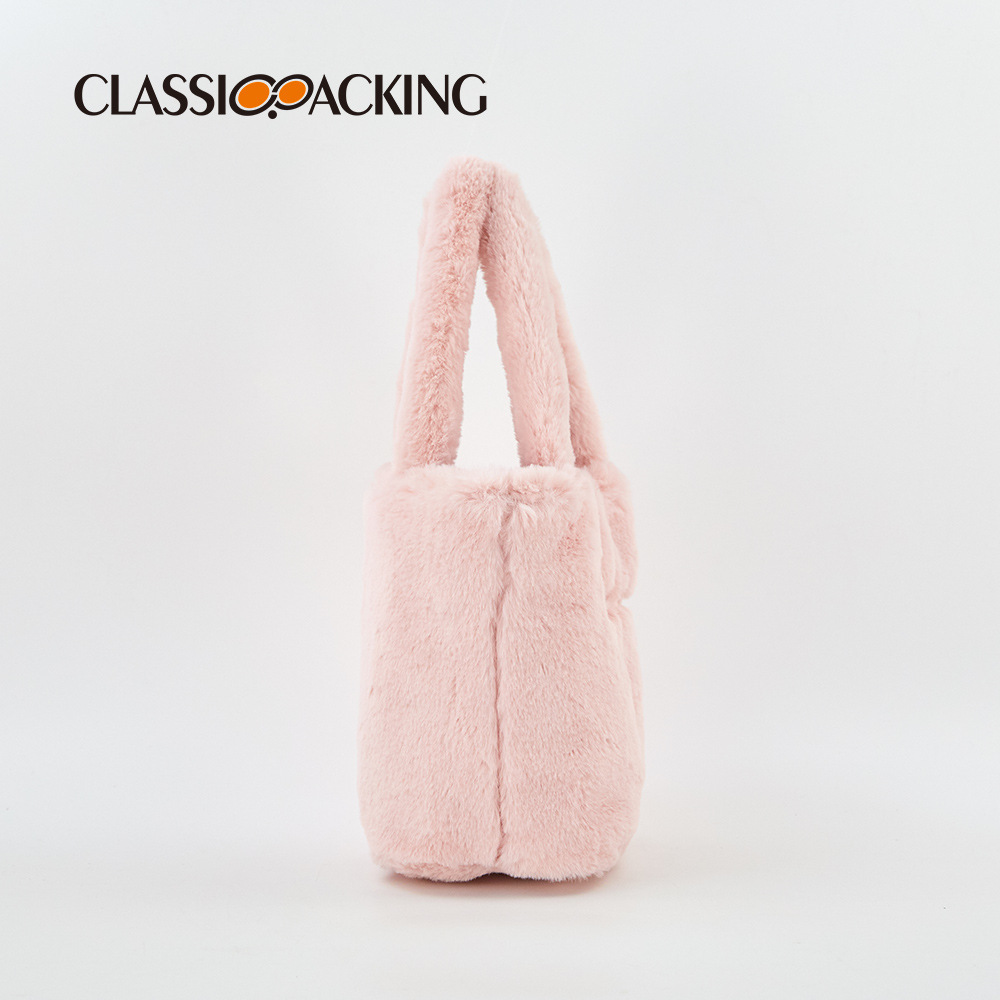 2025 bolso de lana simple japonés otoño e invierno bolso de felpa de celebridades de Internet material de piel de conejo de imitación bolso de lana de mano