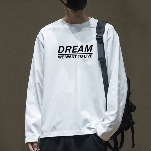 New  Autumn Japanese-Style Fresh Thin Men's Sweatshirt with Long Sleeve, Youth Trendy Crew Neck Men's T-Shirt