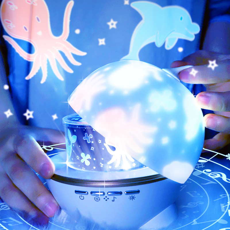 Starry Sky Projector Lamp Bedroom Starlight Lamp Remote Control Rotating Galaxy Atmosphere Lamp Patented Design Moon Projection Lamp