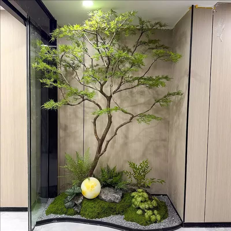High-End Artificial Feather Maple Leaf Trees for Indoor and Outdoor Use, Faux Trees for Hotels, Biocentric Green Plant Landscaping Decoration, Large-Scale Direct Supply from Manufacturers
