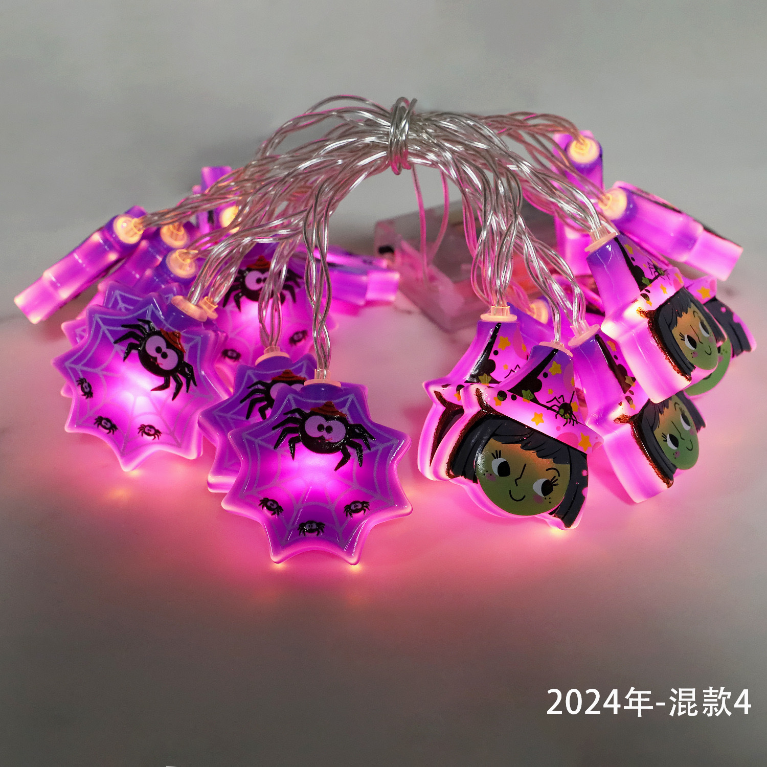 Luz decorativa de Halloween led fantasma telaraña colgante esqueleto calabaza bruja atmósfera lámpara cadena de escenas decoración