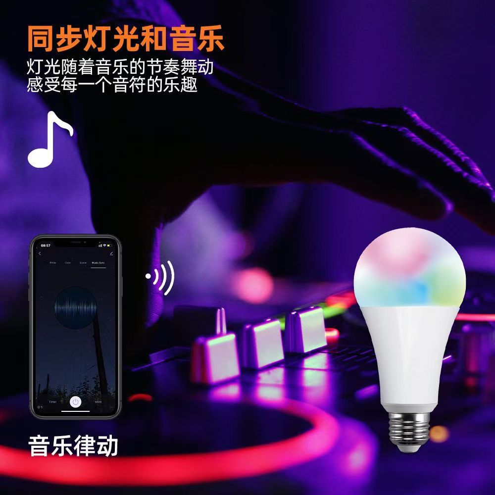 Bombilla WiFi con control por voz Alexa, regulación de intensidad RGBCW y ajuste de color, bombilla LED inteligente de doble modo WiFi de 9W.