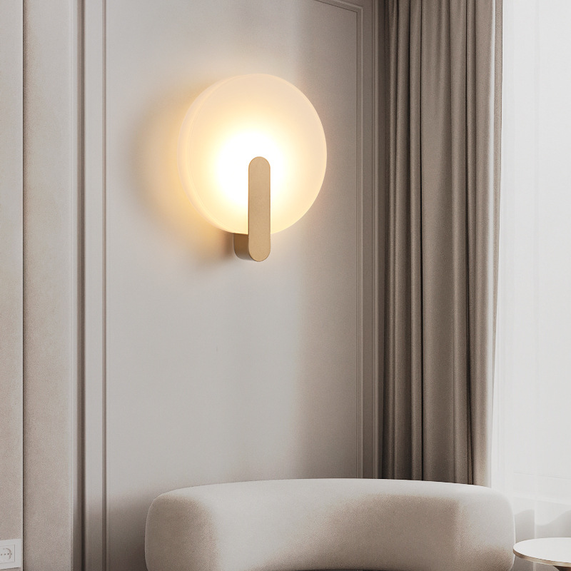 Lámpara de pared para dormitorio Daguanyuan, lámpara decorativa simple para pasillo de sala de estudio, luz nocturna, lámpara de pared redonda para cabecera 521L