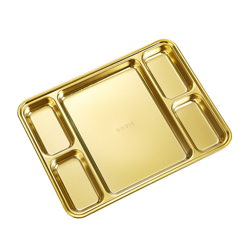 304 stainless steel Korean-style baking pan with sauce plate, golden divided plate, snack plate, steak plate, creative six and five grids
