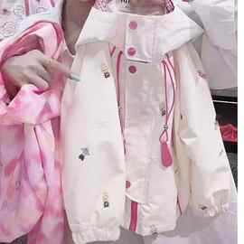女童外套新款2025可爱儿童洋气时髦连帽冲锋衣中大童女孩上衣