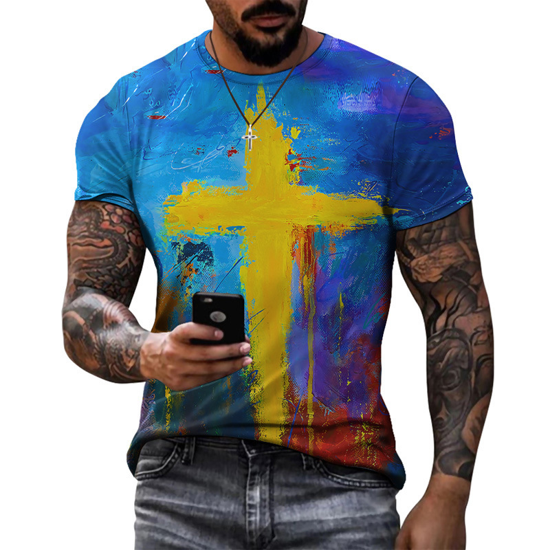 Moda de verano europea y americana, top de moda delgado de cuello redondo para hombres, camiseta juvenil, soporte, pedido de una pieza de cabello