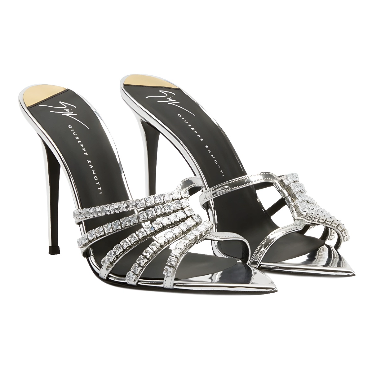 Новые туфли-мюли 2025 года с открытым носком, острым носком, стразами, на тонком высоком каблуке, без застежки, в европейском и американском стиле, с декором из страз.