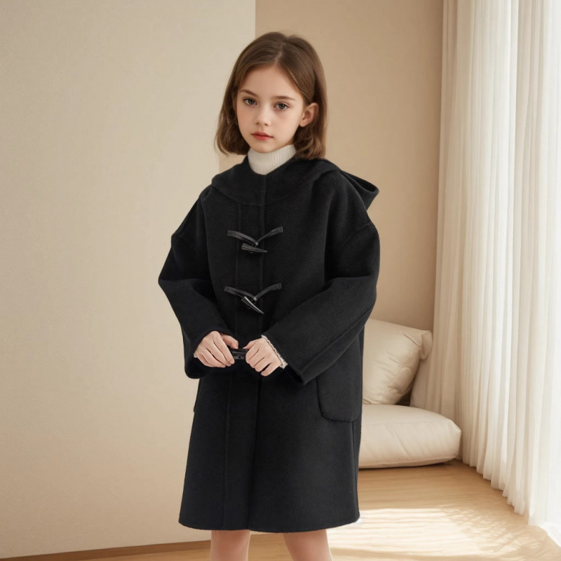Double-sided cashmere demi-season children's woolen trench coat