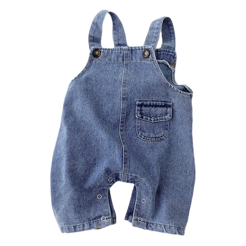 韓国子供服ベビー服ins秋服子供用デニムバックパンツセット男女赤ちゃん新生児ロンパース