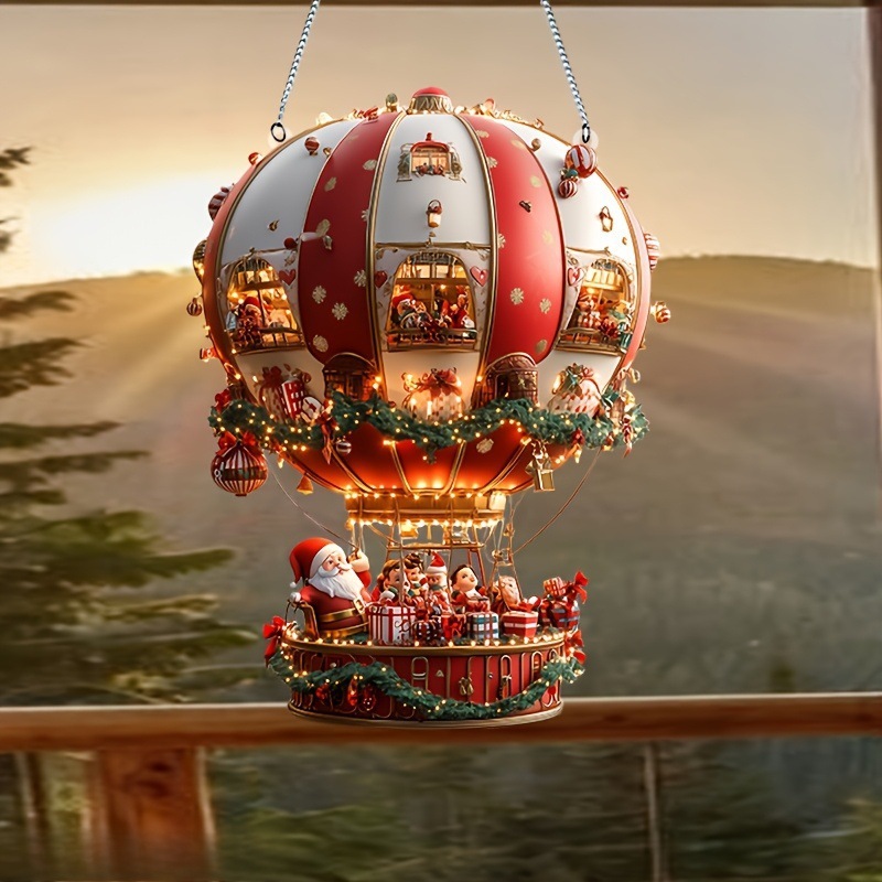 2Dアクリル車バックミラーペンダントサンタクロース熱気球アクリルペンダントクリスマスツリー装飾ペンダント|undefined