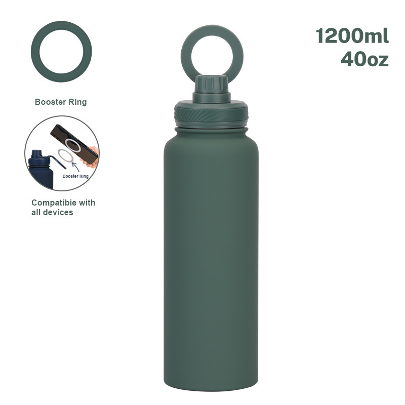 2025年 クロスボーダー 1200ml ステンレス製スポーツウォーターボトル 広口 ポータブル マグネット式ボトル アウトドアスポーツ 保温カップ|undefined