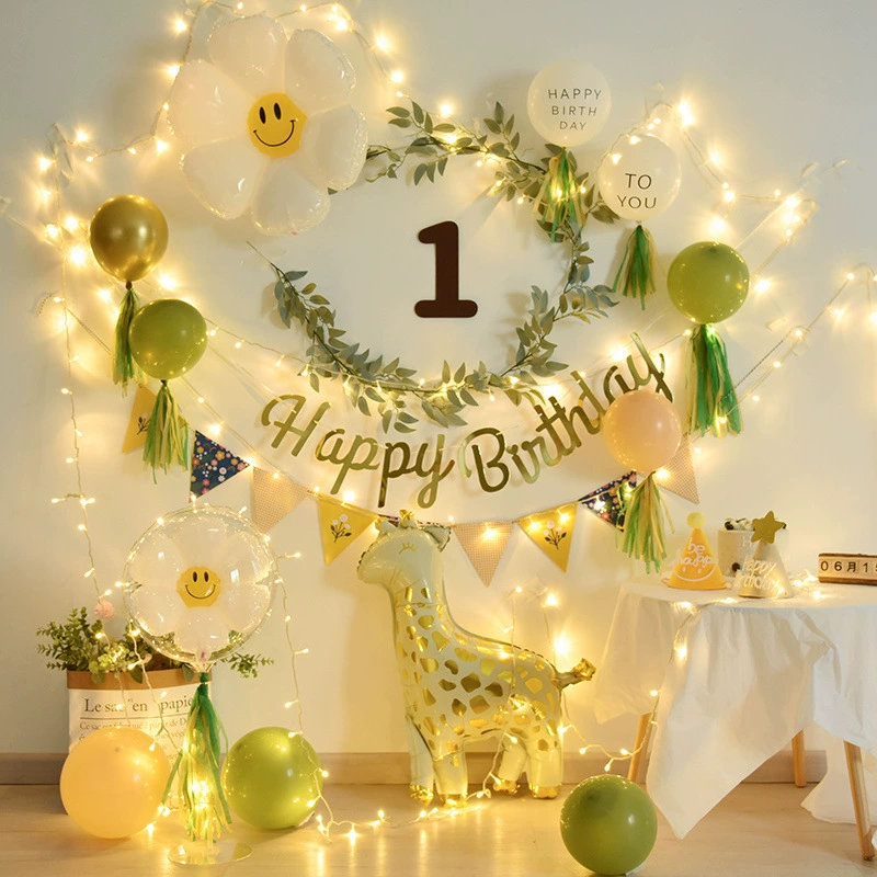 Украшение для первого дня рождения малыша в лесном стиле, фон для фотосессии на 100 дней, атмосфера детской сцены с воздушными шарами