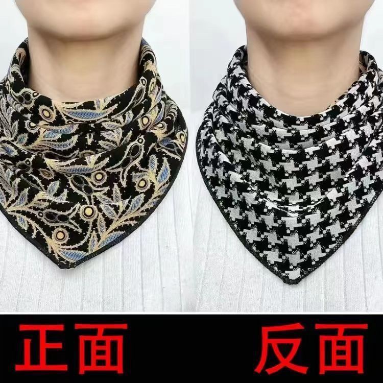 国境を越えてオーストラリアのベルベット綿の両面に二重の花三角タオルが首を囲んでネット赤が爆発した韓国版の首を保護して防寒して首を囲んでいる|undefined