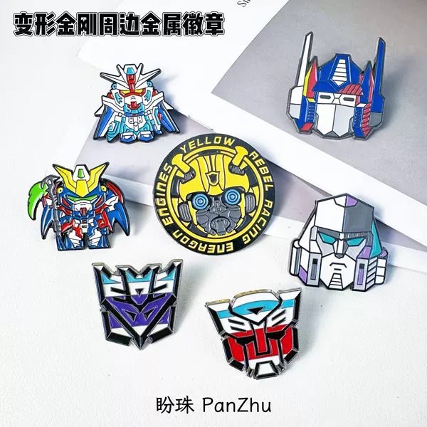 Optimus Prime Transformers Brooch Bumblebee Metal Badge Anime Cartoon Badge Student Backpack Accessory
