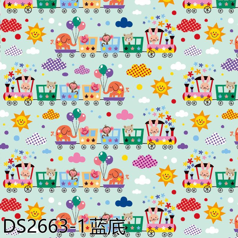 Cotton 40-Count Printed Fabric Korean Cartoon Train Animal Print Anti-Mosquito Pants Children's Clothing Bags Pure Cotton Cloth