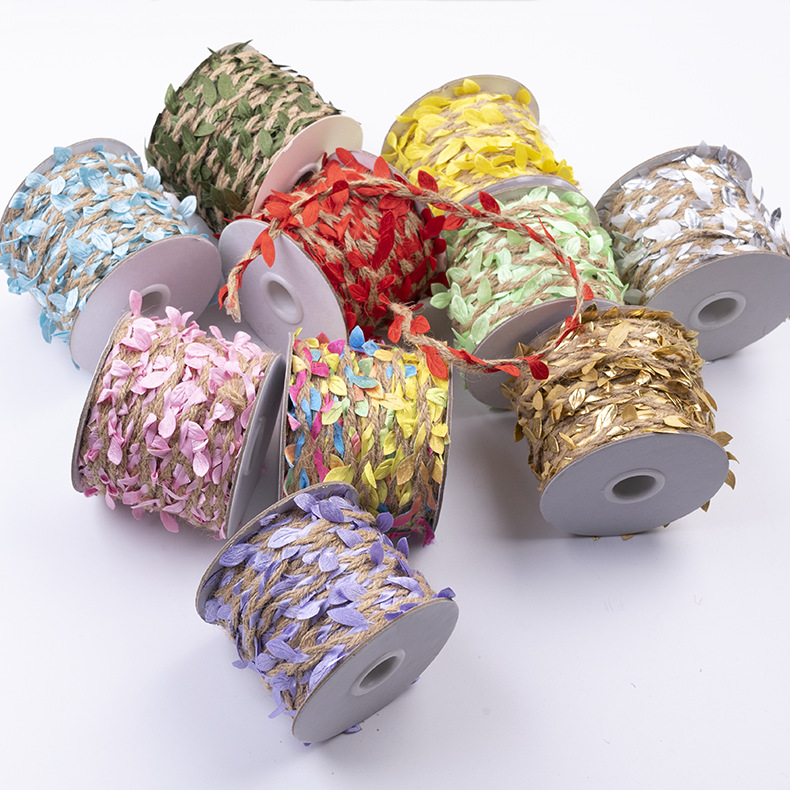 20码仿真树叶藤麻绳 4股麻线藤条  diy手工人造藤蔓 婚礼包装花园