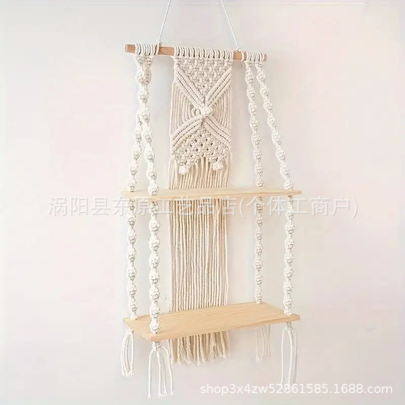 Bohemian Hand-Woven Tapestry Storage Rack Kidsren's Room Bedroom Wall Decoration Cotton Rope Tapestry Green Plant Shelf Bohemian Hand-Woven Tapestry Storage Rack Kidsren's Room Bedroom Wall Decoration Cotton Rope Tapestry Green Plant Shelf