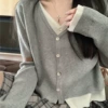 Gray [New Autumn Fake Two-Piece Cardigan]