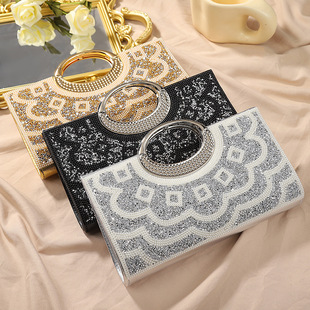 Cross-border Hot-selling Niche Fashion Evening All-match Dinner Bag Lace Texture High-end Diamond-studded Handbag Crossbody Bag