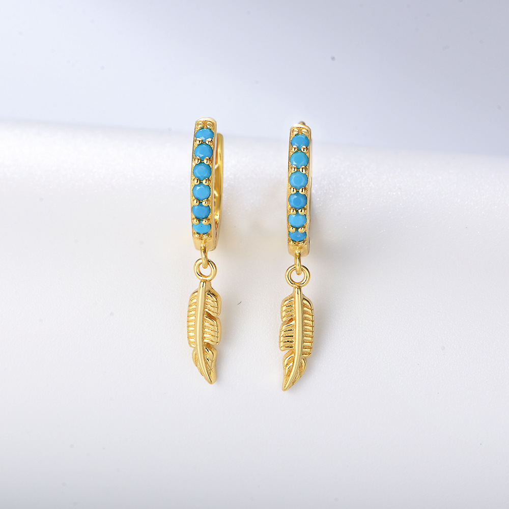 Electroplating Gold Plating Process 925 Sterling Silver Ear Needle Material 1 Pair 925 Sterling Silver Turquoise Drop Earrings