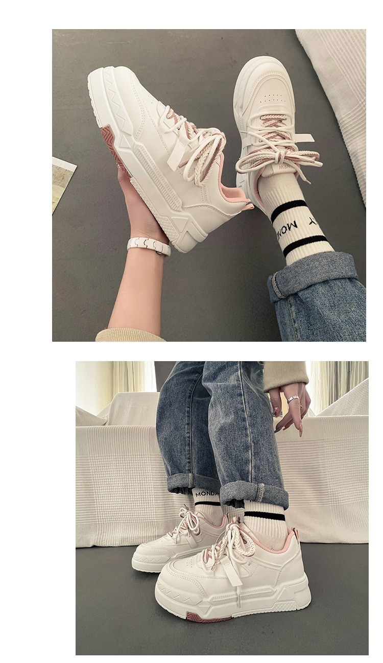 35-43 Übergröße Damen 41 dicke Sohlen vielseitige weiße Frühlingsdesign sportliche und lässige Boardschuhe 42_voghion.com