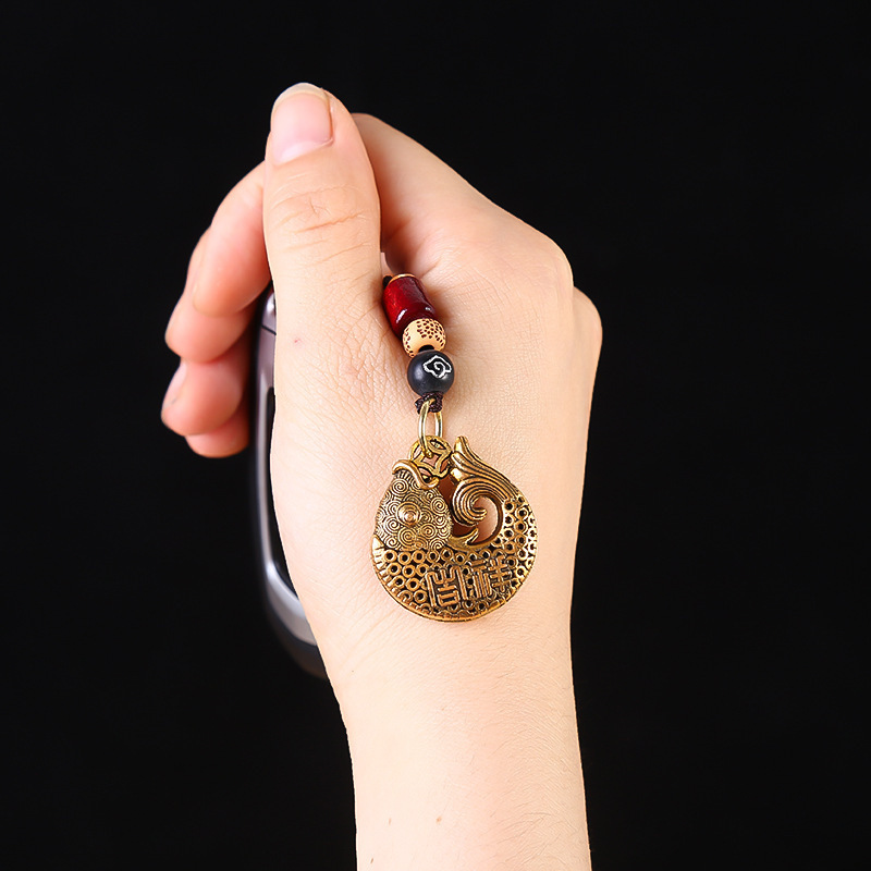 Imitation Yellow Carp Pendant Alloy Retro Keychain Auspicious Fish Car Keychain Pendant Ornament